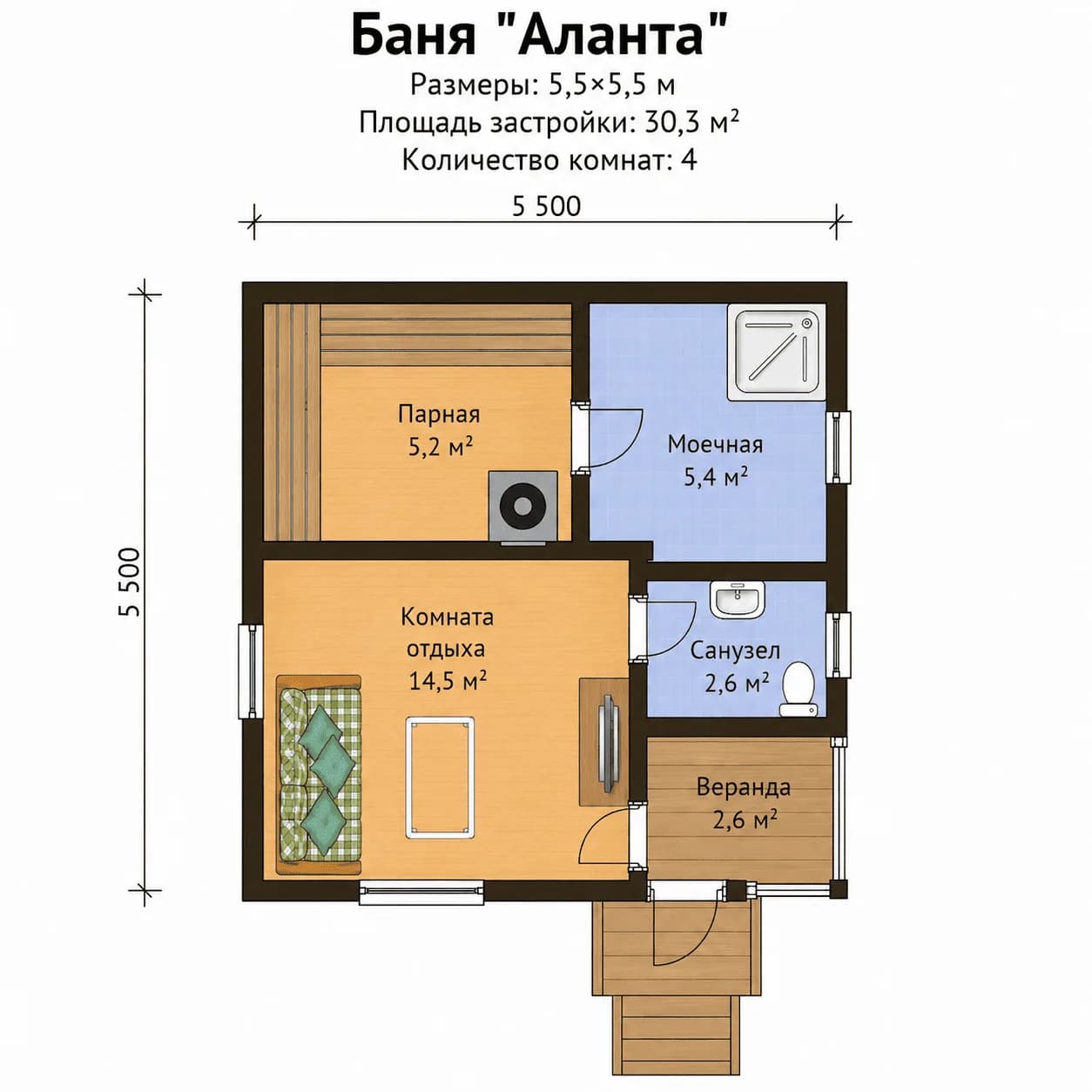 Планировка: Баня Аланта