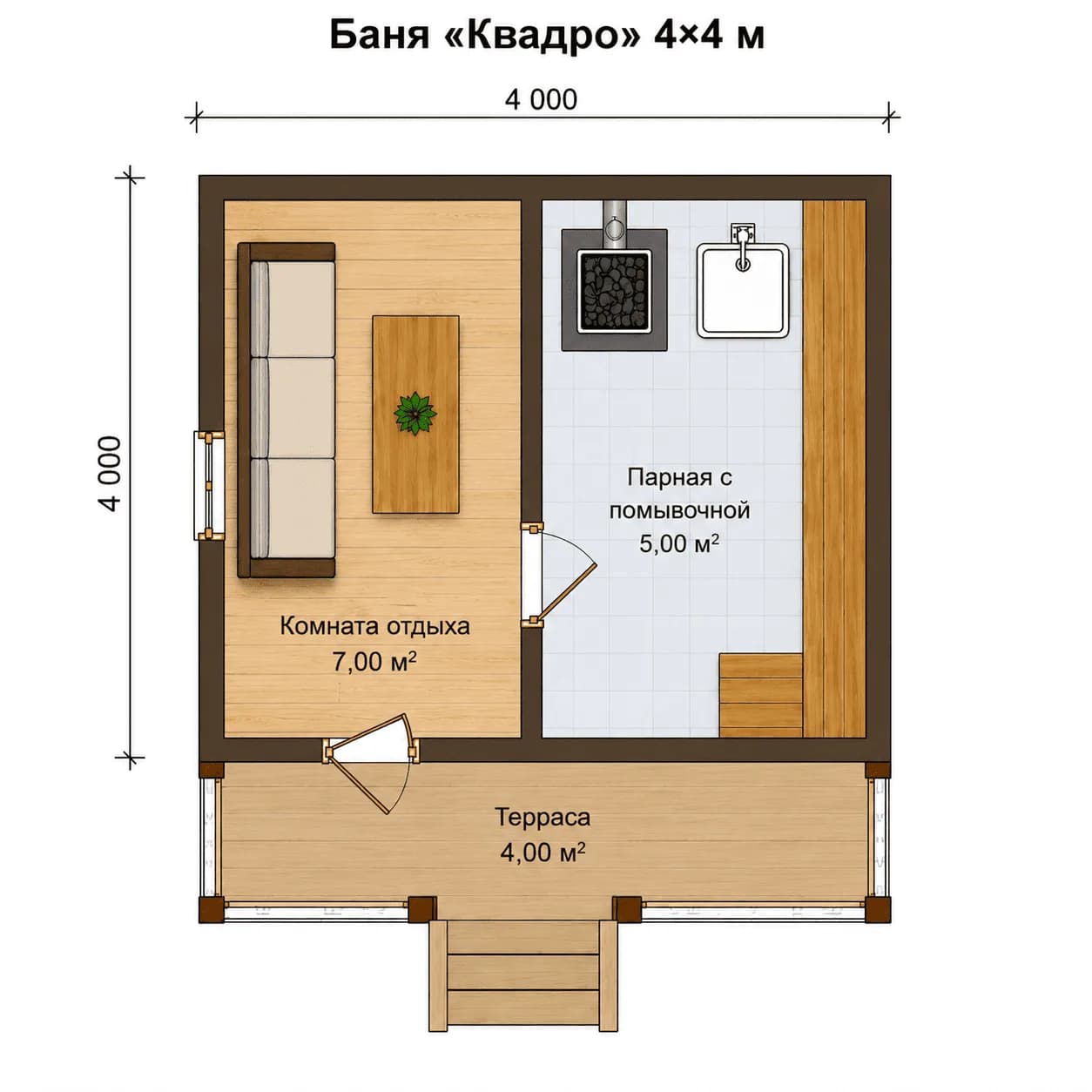 Планировка: Баня Квадро