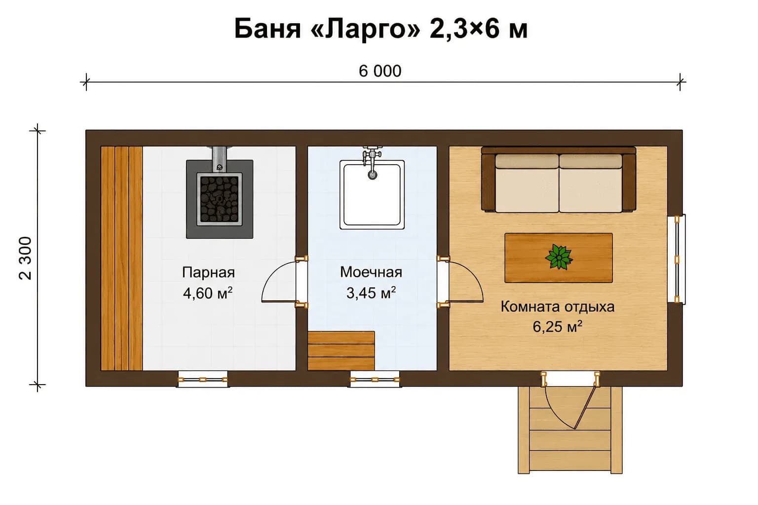 Планировка: Баня Ларго