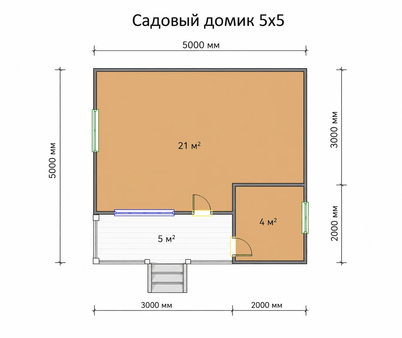 Планировка: Садовый домик 5х5