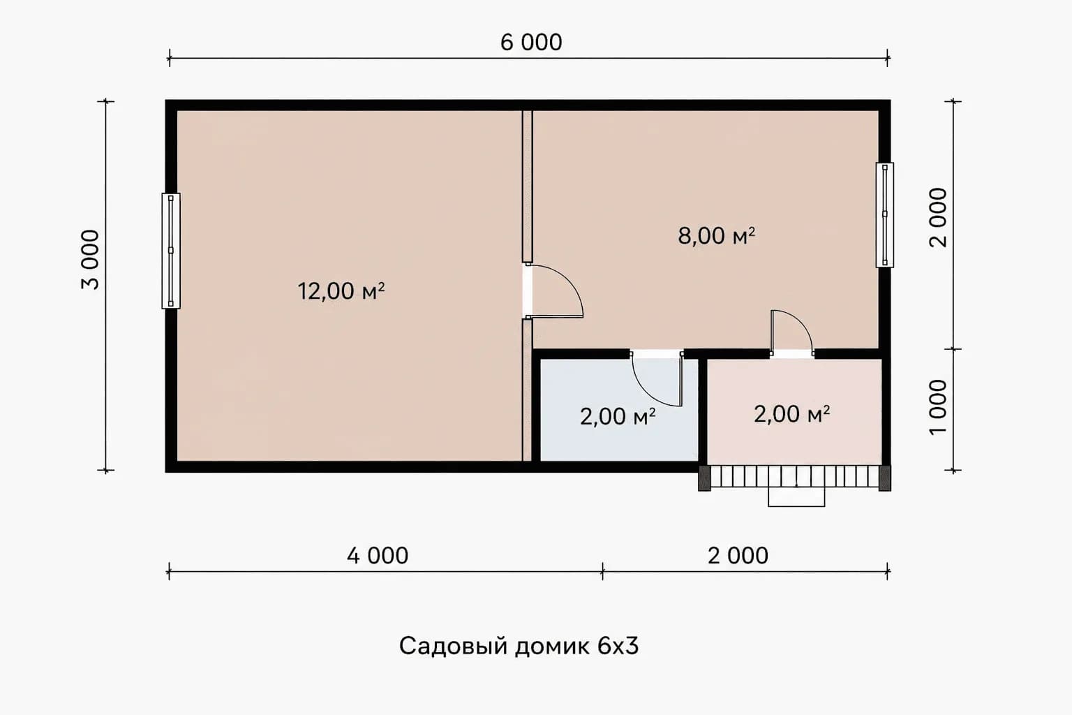 Планировка: Садовый домик 6х3