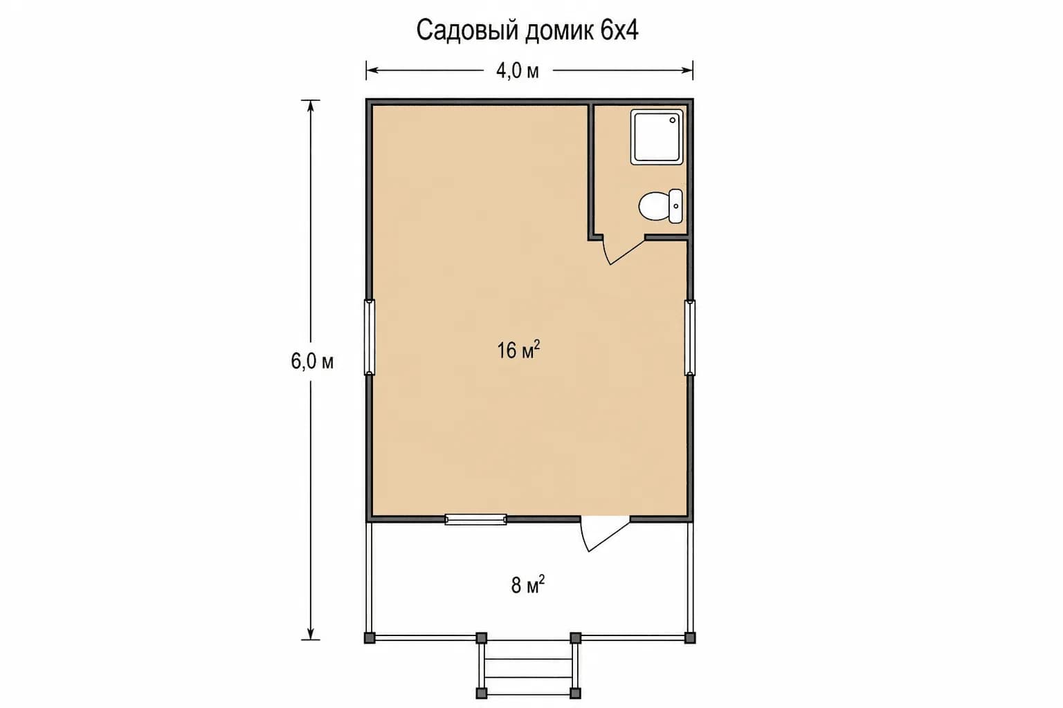Планировка: Садовый домик 6х4