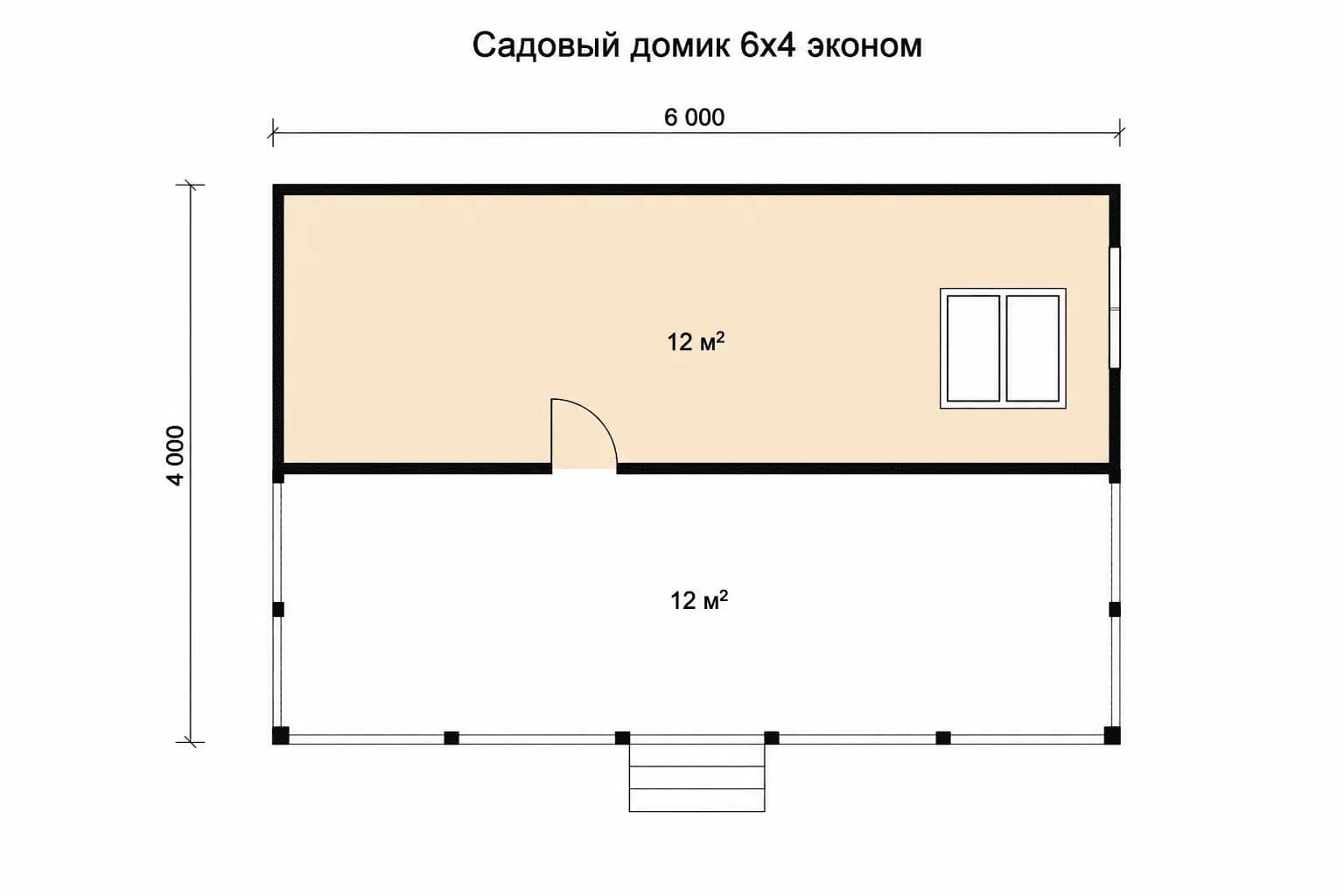Планировка: Садовый домик 6х4 эконом