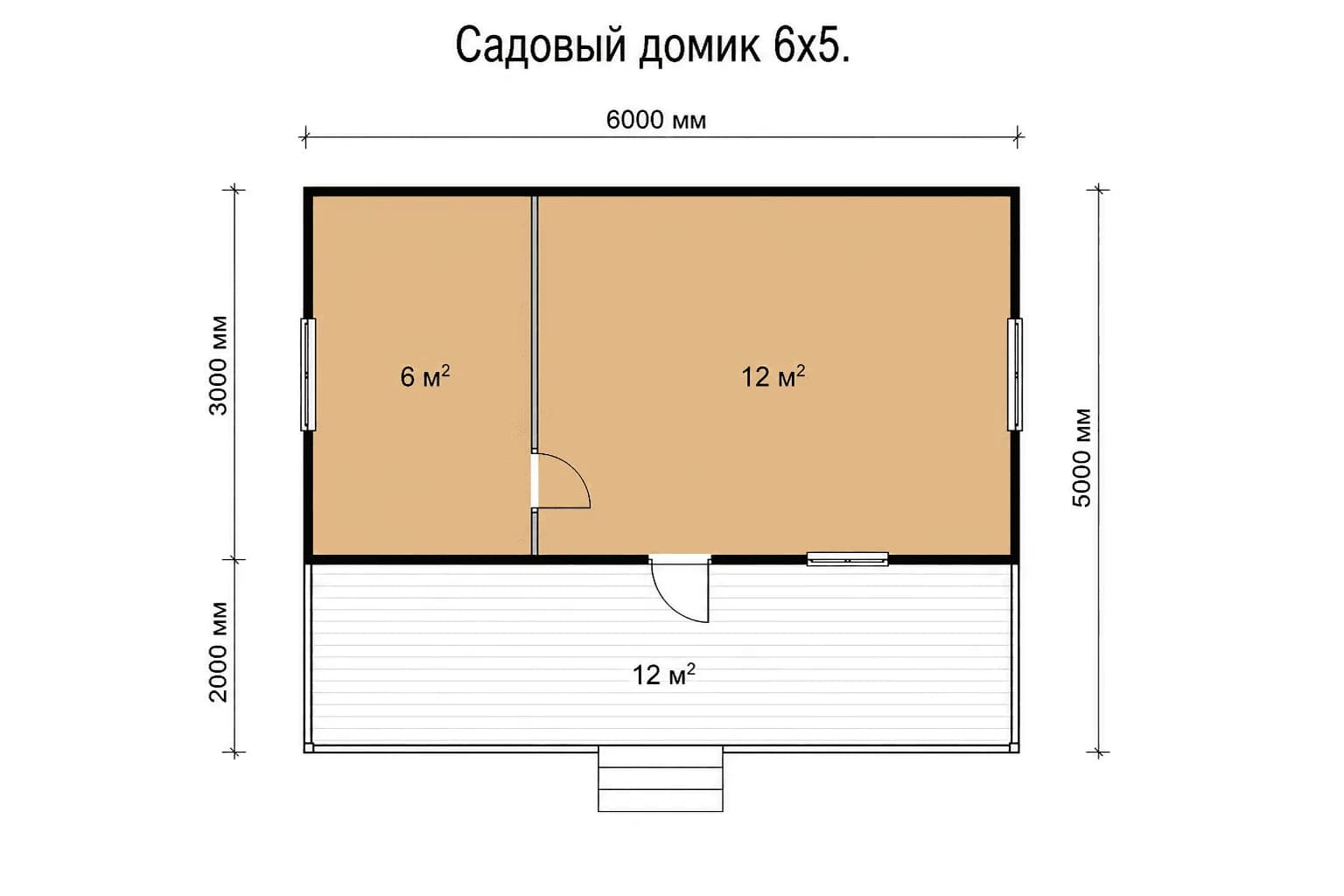 Планировка: Садовый домик 6х5